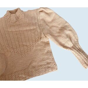 Vintage SOUTH WOOL Mock Neck Puff Shoulder Sweater 70s / 80s Sz XS